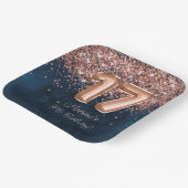 バラ金ゴールドネイビーブルー17thバースデーパーティー ペーパープレート (傾斜あり)