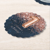 バラ金ゴールドネイビーブルー1st誕生日パーティー ペーパーコースター (アングル)