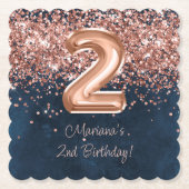 バラ金ゴールドネイビーブルー2nd誕生日パーティー ペーパーコースター (正面)