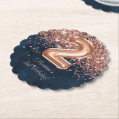 バラ金ゴールドネイビーブルー2nd誕生日パーティー ペーパーコースター (アングル)