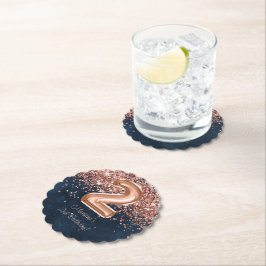 バラ金ゴールドネイビーブルー2nd誕生日パーティー ペーパーコースター