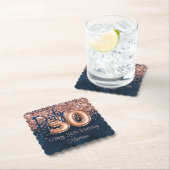 バラ金ゴールドネイビーブルー30th誕生日パーティー ペーパーコースター (インサイチュ)