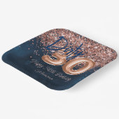 バラ金ゴールドネイビーブルー30th誕生日パーティー ペーパープレート (傾斜あり)