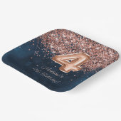 バラ金ゴールドネイビーブルー4th誕生日パーティー ペーパープレート (傾斜あり)