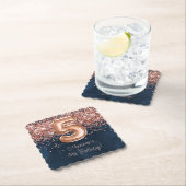 バラ金ゴールドネイビーブルー5thバースデーパーティー ペーパーコースター (インサイチュ)