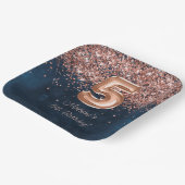 バラ金ゴールドネイビーブルー5thバースデーパーティー ペーパープレート (傾斜あり)