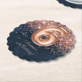 バラ金ゴールドネイビーブルー6thバースデーパーティー ペーパーコースター (アングル)