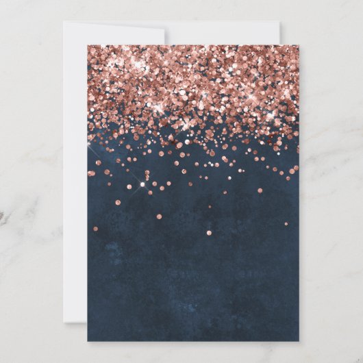 バラ金ゴールドネイビーブルー7thバースデーパーティーへの招待 招待状 (裏面)