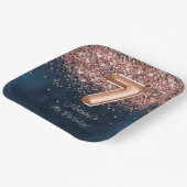 バラ金ゴールドネイビーブルー7thバースデーパーティー ペーパープレート (傾斜あり)