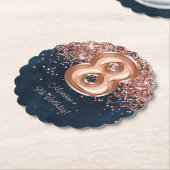 バラ金ゴールドネイビーブルー8thバースデーパーティー ペーパーコースター (アングル)