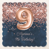 バラ金ゴールドネイビーブルー9thバースデーパーティー ペーパーコースター (正面)