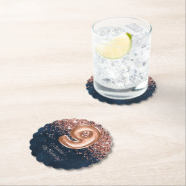 バラ金ゴールドネイビーブルー9thバースデーパーティー ペーパーコースター