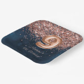 バラ金ゴールドネイビーブルー9thバースデーパーティー ペーパープレート (傾斜あり)