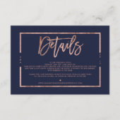 バラ金ゴールドネイビー結婚ブルースクリプト方向 エンクロージャーカード (正面)