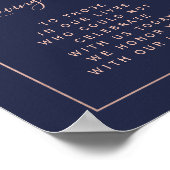 バラ金ゴールドネイビー結婚ブルー記念標識 ポスター (角)