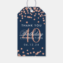 バラ金ゴールドネイビー40th誕生日ありがとう紙吹雪