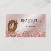 バラ金ゴールドネイルサロン女性手爪、 ネイル技術者 名刺 (正面)