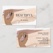 バラ金ゴールドネイルサロン女性手爪、 ネイル技術者 名刺 (正面/裏面)