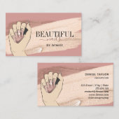 バラ金ゴールドネイルサロン女性手爪、 ネイル技術者 名刺 (正面/裏面)