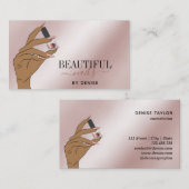 バラ金ゴールドネイルサロン女性手爪、 ネイル技術者b 名刺 (正面/裏面)