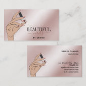 バラ金ゴールドネイルサロン女性手爪、 ネイル技術者b 名刺 (正面/裏面)