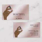 バラ金ゴールドネイルサロン女性手爪、 ネイル技術者b 名刺 (正面/裏面)