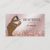 バラ金ゴールドネイルサロン女性手爪、 ネイル技術者b 名刺 (正面)