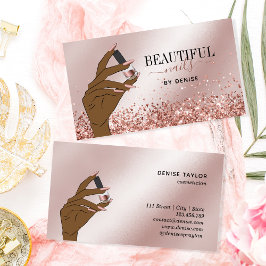 バラ金ゴールドネイルサロン女性手爪、 ネイル技術者b 名刺