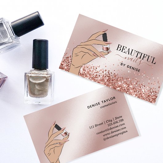 バラ金ゴールドネイルサロン女性手爪、 ネイル技術者b 名刺