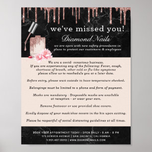 バラ金ゴールドネイルサロンCovid意識安全 ポスター