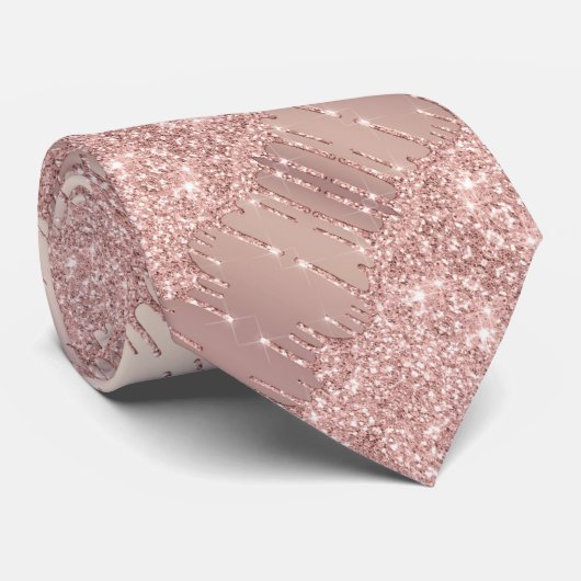 バラ金ゴールドネックタイ赤面グリッタードリップ ネクタイ (ロール)