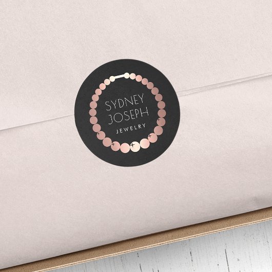 バラ金ゴールドネックレス |ジュエリーデザインロゴ ラウンドシール