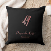 バラ金ゴールドハサミと櫛形ブラック クッション (ブランケット)