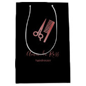 バラ金ゴールドハサミと櫛形ブラック ミディアムペーパーバッグ (正面)