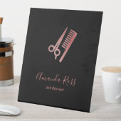 バラ金ゴールドハサミと櫛形ブラック 台座サイン (インサイチュ)