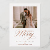 バラ金ゴールドハッピーホリデーズクリスマスフォトニューリウェズ 箔シーズンカード (正面)