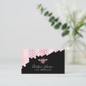 バラ金ゴールドハニカムとビーのロゴを黒に塗る 名刺 (スタンド正面)