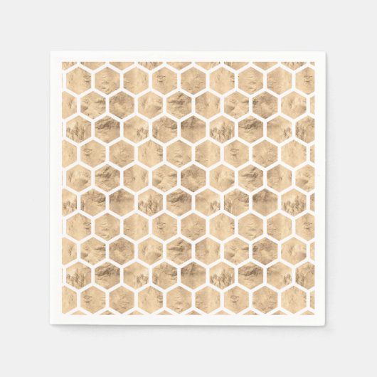 バラ金ゴールドハニカムグラフィックパターン スタンダードカクテルナプキン (正面)