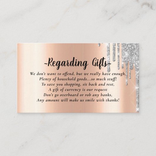 バラ金ゴールドハネムーンファンドブライダルシャワー結婚ズ エンクロージャーカード (正面)