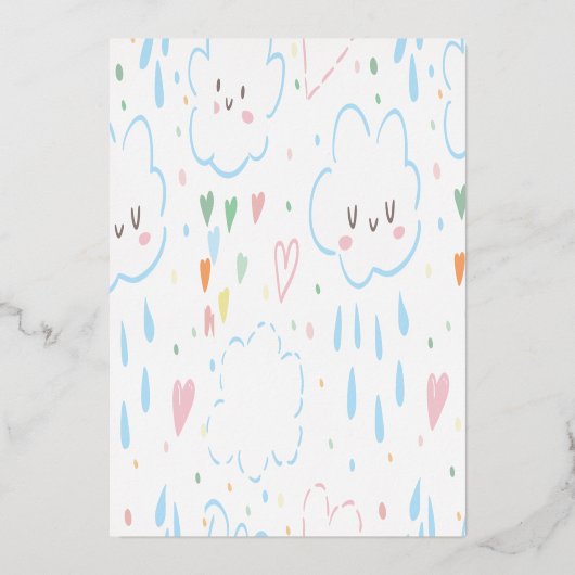 バラ金ゴールドハートオーバーザレインボー誕生日フォイルイン 箔招待状 (裏面)