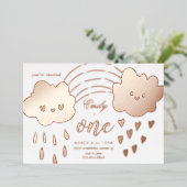 バラ金ゴールドハートオーバーザレインボー誕生日フォイルイン 箔招待状 (立ち正面)