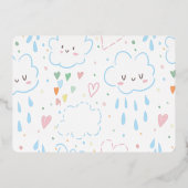 バラ金ゴールドハートオーバーザレインボー誕生日フォイルイン 箔招待状 (裏面)