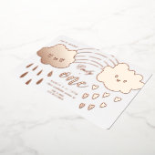 バラ金ゴールドハートオーバーザレインボー誕生日フォイルイン 箔招待状 (回転した状態)