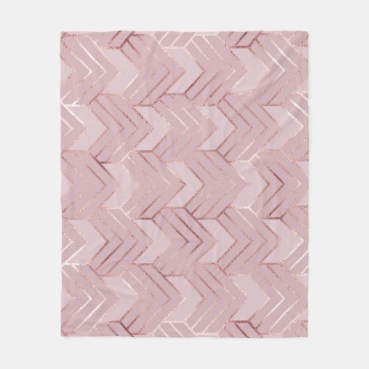 バラ金ゴールドハートグリッターパターン。 フリースブランケット (正面)