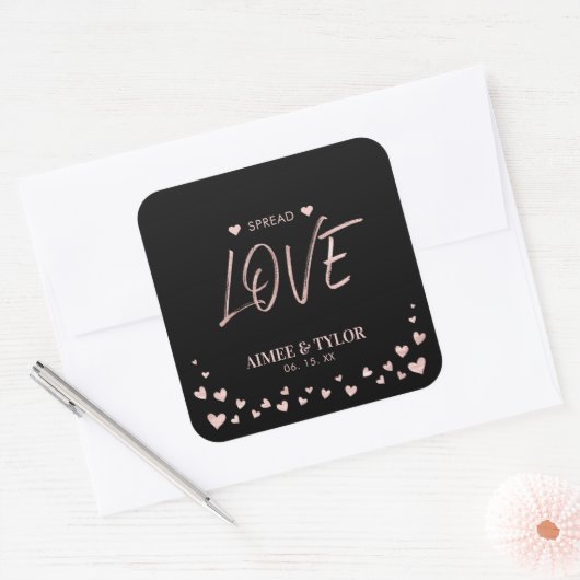 バラ金ゴールドハートスプレッド愛結婚式の引き出物Squ スクエアシール (封筒)