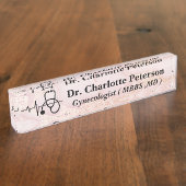 バラ金ゴールドハートビートドクター デスクネームプレート (側面)