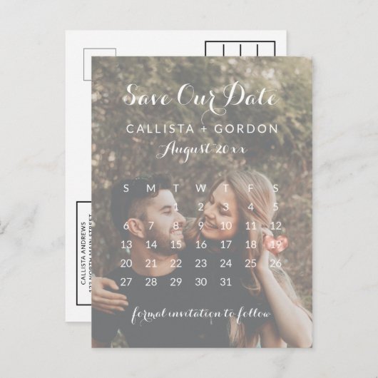 バラ金ゴールドハートフォトカレンダー日付の保存 案内ポストカード (正面/裏面)