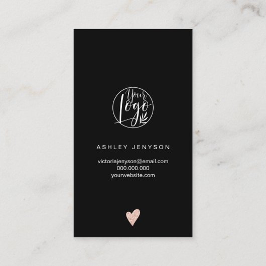 バラ金ゴールドハートブラックロゴqrコード感謝してい順序 名刺 (裏面)