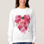 バラ金ゴールドハートラブヴァレンティーンズデイウィメンズ スウェットシャツ (正面)