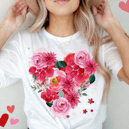 バラ金ゴールドハートラブヴァレンティーンズデイウィメンズ Tシャツ